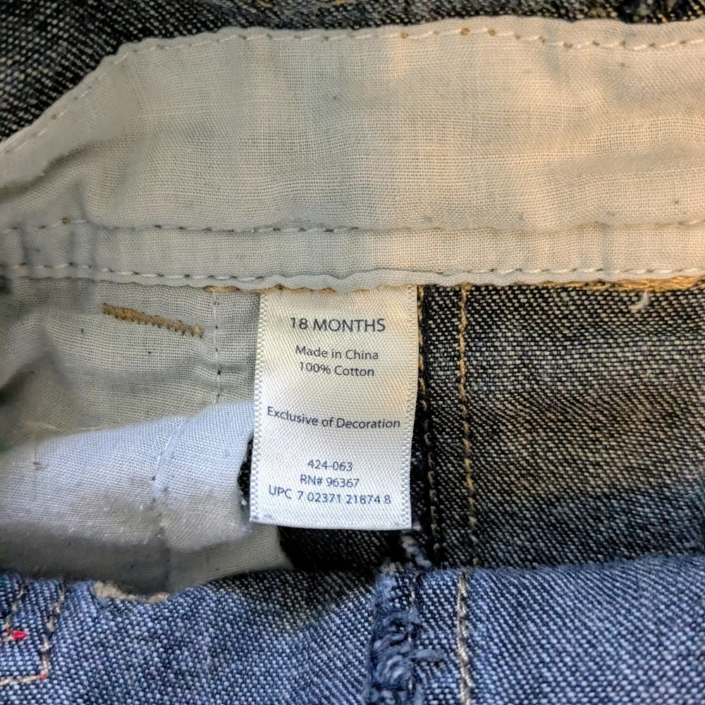 OshKosh B'Gosh Vestback Overalls Size 18M Denim Moose Embroidered Plaid Holiday